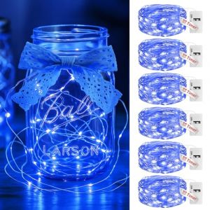 litogo Guirlande LED &agrave; Pile avec Minuterie Lot de 6, 2M/20LED 3 Mode Mini Petite Guirlandes Lumineuse a Piles, &Eacute;tanche Guirlande Led D&eacute;coration pour Chambre Plate Exterieur No&euml;l Interieur, Bleu (Lijiamei, neuf)