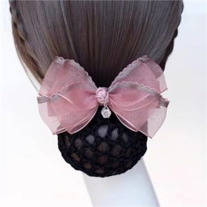 Pince à Cheveux avec Filet Pour Femme Infirmière hôtesse de l'air filet à cheveux noeud épingle à cheveux noeud papillon filet à cheveux(rouge,Style 2) (黄登回, neuf)
