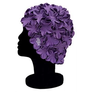 Blue Reef Isla Floral Bonnet de bain classique r&eacute;tro 3D P&eacute;tale de fleur fonc&eacute; uni uni uni &eacute;l&eacute;gant chapeau de bain vintage taille unique adulte (violet) (chexandbluereefsportsstore, neuf)