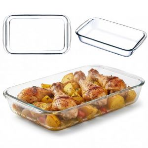 KADAX Plat &agrave; gratin rectangulaire, 2,2 L, en verre r&eacute;sistant &agrave; la chaleur, moules de cuisson compatibles lave-vaisselle et gaz, vaisselle pour la friture, plat en verre pour lasagnes, g&acirc;teaux (KADAX, neuf)