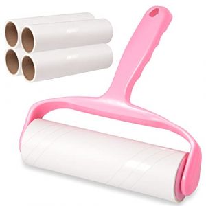 Brosse adhésive Lint Roller, rouleau pour poils animaux de compagnie, 4 rouleaux + 1 poignées, 240 feuilles de papier adhésif, pour poils d'animaux, lit, peluches de vêtements, canapé (WASHNN-EU, neuf)