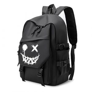 XINYASEE Sac à Dos Scolaire Lumineux pour Homme et Femme, Garçon, Ado - Sac d'École Cool pour Ordinateur Portable - Noir (QIRIDA, neuf)