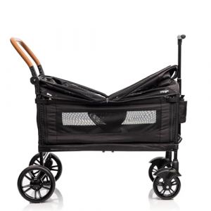 vickey Poussette pliable avec toit pour 2 enfants jusqu'à 25 kg chacun, chariot cargo pliable avec poignée de poussée, double poussette résistante aux chocs, roues en polyuréthane avec freins (minibossstore, neuf)