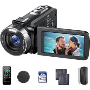 CAMWORLD Caméscope Caméra vidéo 4K 42MP Vlogging Caméra pour Youtube, 3" Écran Rotatif à 270° Zoom numérique 18X Camcorder Video Camera, Camera Vlog avec Carte 32 Go, Télécommande，2 Piles (LYFKF, neuf)