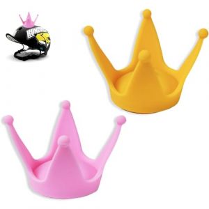 DIFLAX 2 Pièces Casque De Moto Couronne en Silicone Ventouse Couronne Chapeau Coin Décoratif Casque Charme Autocollant Casque De Snowboard Décoration pour Enfants Adultes (Jaune et Rose) (SVF TUNDER PRICE, neuf)