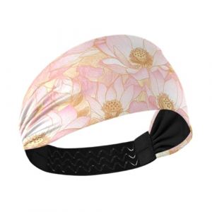 Bandeau élastique tendance pour femme, motif fleur or rose, pour randonnée, maquillage, tennis, basket-ball (YaoPengL, neuf)