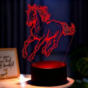 3D Lampe Cheval,Optiques Illusions Lampe de Nuit 7 Couleurs Tactile Lampe de Chevet Chambre,Cadeau d'Anniversaire de No&euml;l Pour Filles Gar&ccedil;ons Enfants Amis et Famille (naiteboluo, neuf)