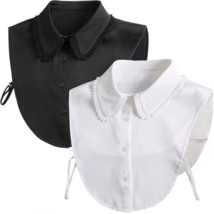 2 Pi&egrave;ces Chemise &agrave; Faux col pour Femme Chemise &agrave; Faux Collier D&eacute;tachable Faux Chemisier Amovible Blouse Col Homme Femme (Acozyu, neuf)