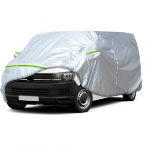 Housse de Voiture Adaptée pour VW T5 T6 SWB Transporter, Housse de Garage Complète Argentée étanche avec Porte Zippée pour Neige, Pluie, Protection Tous Temps (pendantd, neuf)