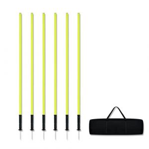 Froadp Piquets de Slalom en Plastique Accessoires D'Entra&icirc;nement Football de 1.5m Set D'Agility pour Chiens Set D'Entra&icirc;nement de Football avec Pointes de Sol en M&eacute;tal et Ressorts (Set de 6 Pi&egrave;ces) (CHIC Shop, neuf)