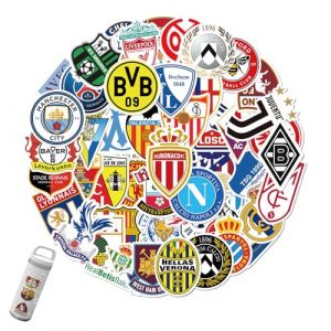 50PCS Autocollantes Logo de l'équipe de Football, Stickers Vinyle Imperméables, Jeux de Football Autocollants, pour Ordinateur Portable Bagages, pour Fans équipe de Football, adolescents adultes (xqxqbyw, neuf)