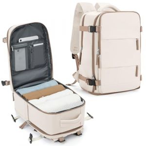 SZLX Sac à Dos Voyage Cabine 40x20x25 Ryanair Bagage Cabine 40x20x25 pour Ryanair Sac de Voyage Bagage à Main Avion Femme Sac à Dos Ordinateur Portable Imperméable Sac à Voyage Homme 20L Beige Marron (SZLXEU, neuf)