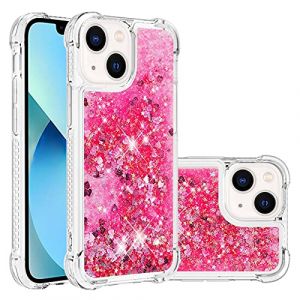 COTDINFOR Compatible avec iPhone 15 Plus Coque Liquide Cover Silicone Paillette &Eacute;tincelles Floating Antichoc Protective Silicone TPU &Eacute;tui Housse pour iPhone 15 Plus TPU Love Rose YBWTLS. (COTDINFOR, neuf)