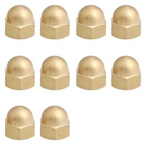PHMING 10 Pi&egrave;ces &Eacute;crou Borgne M10, M10 D&ocirc;me Cap T&ecirc;te Hex Laiton, GB923 Hexagone-Laiton &Eacute;crou Hexagone Forme Haute, pour la Fixation et la D&eacute;coration Quotidiennes (PHMING, neuf)
