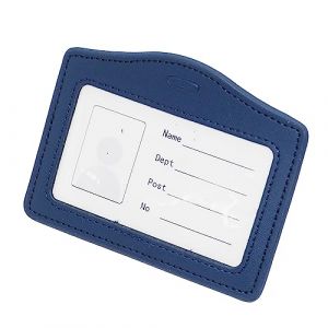 BAWAKO Porte-badge en cuir v&eacute;ritable - Porte-carte d'identit&eacute; - En cuir robuste - Porte-badge d'identification horizontal et vertical (bleu H) (BAWAKO, neuf)