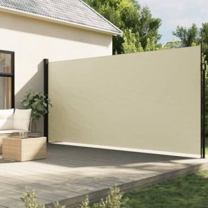 Festnight Auvent latéral rétractable 220x500 cm Store Brise Vue Jardin Retractable Store latéral Enroulable Brise Soleil Paravent Exterieur Opaque-Crème-220 x 500 cm (yeyetee, neuf)