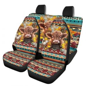 Belidome Housses de si&egrave;ge de voiture Highland Cow Motif tournesol pour femmes et hommes Protection int&eacute;rieure de voiture Coussin doux (belidomeEUR, neuf)
