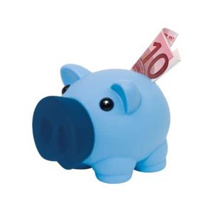 Tirelire cochon avec corps doux et finition caoutchouc aux couleurs vives - Petite tirelire originale pour enfants avec bouchon - Tirelire de voyage l&eacute;g&egrave;re et r&eacute;sistante (bleu) (Mibandera, neuf)