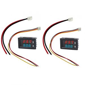 JZK 2 pièces DC 0-100V 10A mini voltmètre numérique ampèremètre pour voiture électrique moto batterie tension volt ampère courant moniteur jauge mètre, bleu rouge double affichage (Union Max, neuf)