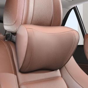 Dapucarin Oreiller Appui-T&ecirc;te Voiture en Cuir 100% Mousse &agrave; M&eacute;moire de Forme, Coussin de Nuque de Soutien de Si&egrave;ge Premium pour la Conduite, Les Voyages, la Maison, Le Bureau, Marron, 1 Unit&eacute; (Dapucarin, neuf)