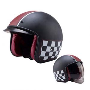 DCLINA 3/4 Visage Ouvert Casque Demi, R&eacute;tro Jet Casque Bols, Harley Casques de Moto Chopper Pilot Allemand Style Cruiser Cyclomoteur Scooter Vintage Casque pour Hommes et Femmes (54-59cm) (MIEGUOBAODANJIE, neuf)