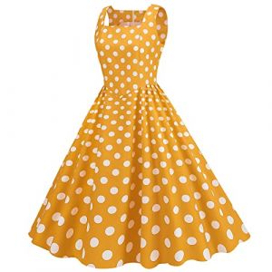 Robe rockabilly pour femme ann&eacute;es 50 vintage sans manches &agrave; pois - Robe de cocktail Swing Mode ann&eacute;es 60 - Robe festive &agrave; bretelles spaghetti - Robe tunique - Robe de soir&eacute;e - Robe de bal - Costumes (Meimessle, neuf)