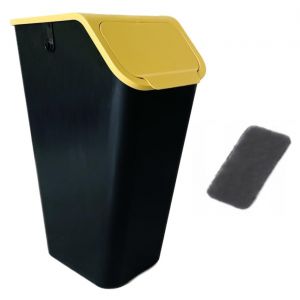 Go Practic Poubelle de Cuisine avec Couvercle 35l + filtre anti-odeurs, Plastique Corbeille tri Selectif, Bac de Recyclage Empilable, Conteneur &agrave; D&eacute;chets, Syst&egrave;me de tri, Fonction de Clic, Nori Jaune (PRACTIC, neuf)