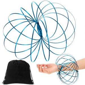 Sumind Jouets d&rsquo;Anneaux d'&Eacute;coulement 3D Anneau d'&Eacute;coulement de Bras &agrave; Ressorts Magique Jouet &agrave; Ressort &Eacute;ducatif et Interactif Multi Sensoriel en Acier Inoxydable avec Sac Noir en Velours(Bleu) (Woaceheq, neuf)
