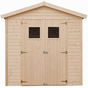 Abri de Jardin en Bois Naturel Plus Les PLANCHERS IMPRÉGNÉ - Stockage extérieur avec fenêtres H228x222x233 cm/4,2 m² Hangar en Bois Naturel - Atelier Rangement Outils et vélos- TIMBELA M351+M351G (TIMBELA&KO, neuf)