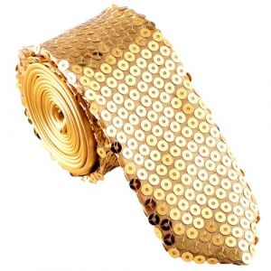 MAOSHYMS Cravate &agrave; Paillettes pour Homme, Cravate de F&ecirc;te Jaune, Accessoire Costume, Cravate Brillante pour Nouvel An, Carnaval, Mariage, Soir&eacute;e Disco et Tenues Festives (B) (maoshengparty, neuf)