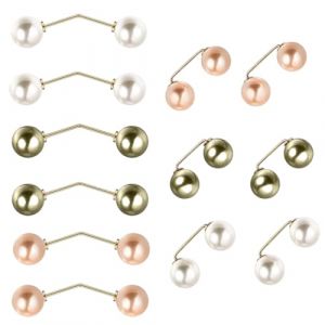 OUDQFCJ 12 Broches Double Faux Perles, Clip de Col, Clip &Eacute;charpe, Broche Double T&ecirc;te en Perles, Broche pour D&eacute;collet&eacute;, Pull, V&ecirc;tements, Cardigan, Clip pour Ch&acirc;le (Mapico, neuf)