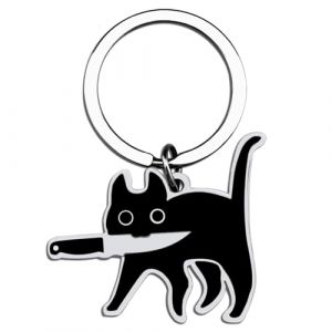 Porte Clé Chat Noir, Porte-Clés Mignon Chat, Porte Clé Halloween, Cute Cat Keychain pour Accessoires Clés, Cadeau Halloween, Cadeau de Fête (yuwenparty, neuf)