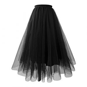 2024 Femme A-Ligne Jupe Princesse Long Jupe Tutu Tulle Petticoat Jupon Basique Irr&eacute;guli&egrave;re Pliss&eacute;e Jupe Costume de Carnaval Robe de F&ecirc;te Jupe de Danse Bulle Jupe Tutu Rockabilly Jupe Longue Femmes (⭐⭐⭐⭐⭐AEGJEGVD⭐⭐⭐⭐⭐, neuf)