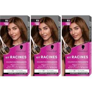 Schwarzkopf - Lot de 3 Kit Racines - Coloration Racines Cheveux Permanente - Enrichie d’une huile nourrissante - Couverture Cheveux Blancs - Retouche entre 2 Colorations - Châtain Doré R2 (PENNGUIN-FR, neuf)