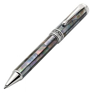 Xezo Maestro stylo &agrave; bille &agrave; m&eacute;canisme tournant, pointe moyenne. Nacre noire avec placage de platine. Fabriqu&eacute; &agrave; la main, &eacute;dition limit&eacute;e, num&eacute;rot&eacute; (XEZO, neuf)