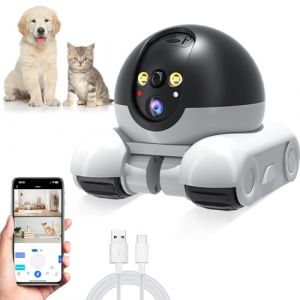 Yanmis Robot de Cam&eacute;ra, Cam&eacute;ra pour Animaux de Compagnie &agrave; Double Objectif 1080p, de s&eacute;curit&eacute; Int&eacute;rieure WiFi, Suivi du Mouvement, Conversation &agrave; Deux Voies, Contr&ocirc;le des (Sharainny, neuf)