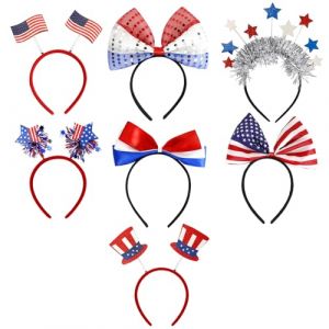 Bandeau du Jour de l'Ind&eacute;pendance, 4 juillet Accessoires | Bandeau rouge blanc et bleu Accessoires pour cheveux | Ensemble de d&eacute;corations patriotiques de 7 accessoires de cheveux pour le 4 juillet (maoqia, neuf)