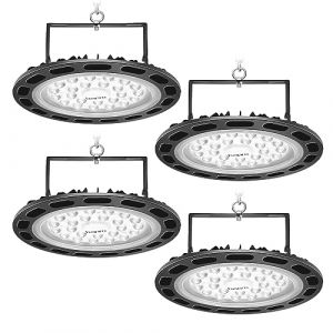 bapro 4pcs 100W UFO LED Lights Projecteur LED 10000lm 6500k Blanc Froid LED High Bay Light Hall Projecteur Lampe Atelier Éclairage d'entrepôt pour Stade Intérieur, Parking Garage, Centres Logistiques (NATUR, neuf)