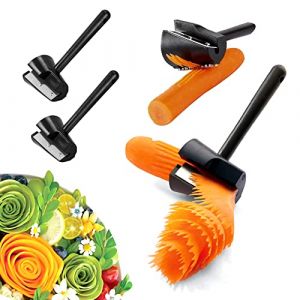 Spiraliseur Légumes Coupe Spiralizer éplucheuse - Rouleau de Fleurs en Entonnoir en Spirale Trancheuse de Cuisine pour Vos Fruits et Légumes Carottes Spirales éplucheur Légume, 2 Pièces, Noir (MiTSHOP, neuf)