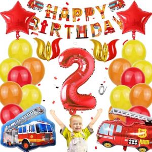 WENAUANG 32 Pcs Decoration Anniversaire Pompier 2 Ans, Ballons Camion de Pompier, Fournitures FêTe Pompier Pour garçon FêTe de Camion Decoration Anniversaire Ballon, Fête École (SHEHUO LIMITED, neuf)