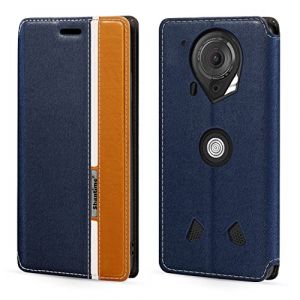 Coque à Rabat en Cuir PU Bicolore avec Fermeture Magnétique Invisible Compatible avec Crosscall Trekker-X4, Étui Élégant et Protecteur (Bleu) (Shantime, neuf)