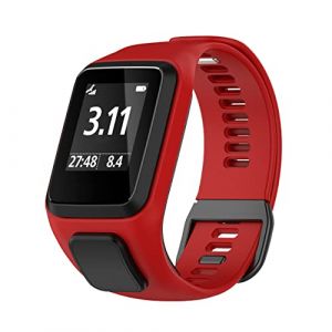 CZhkg Bracelet de Montre pour TomTom 4/TomTom &Eacute;tincelle Strap,Silicone Strap Bracelets Armband Strap Bande avec Fermoir pour Tomtom Runner 2/Runner 3/Golfeur 2/Runner 3 Cardio Watch (rouge) (CZhkg, neuf)
