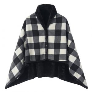 G&eacute;n&eacute;rique Cape Polaire Plaid Femme Hiver Chaud Flanelle Polaire Poncho Ch&acirc;les Doux Et Confortable Cape avec Boutons Elegant Ch&acirc;les pour Maison, Bureau, Voyage (DSxnaPLQ, neuf)