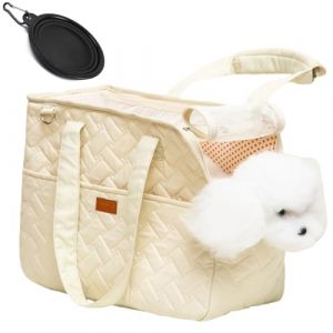 Sac de Transport pour Chien avec Grandes Poches,pour Petits Chiens,Sac en Coton,Sac de Transport pour Chat,35 * 25 * 15,5cm,Porte-Chat &agrave; c&ocirc;t&eacute;s Souples,1 Bol Pliable (BlueFZ, neuf)