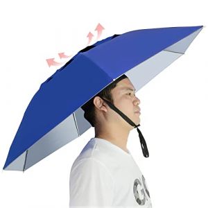 NEW-Vi Chapeau parapluie de p&ecirc;che, pliable, r&eacute;glable, 95 cm, parapluies mains libres, 7 baleines, anti-UV et imperm&eacute;able pour la p&ecirc;che, le jardinage, le golf, le plein air (SJLQW12, neuf)