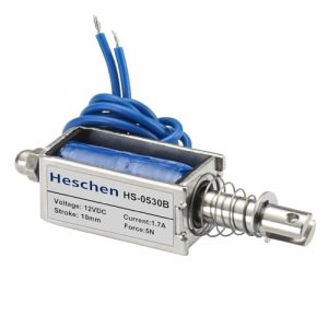 Heschen Électroaimant solénoïde HS-0530B DC12V 4N 10mm Course Push Pull Type Open Frame (Heschen, neuf)