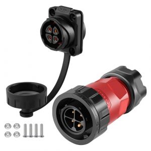 CNLINKO Connecteur étanche à 4 broches YM-20, Connecteur IP68 circulaire d'aviation à branchement rapide, Connecteur à souder avec boîtier en plastique PBT, Prise à bride mâle-femelle M20 (4 broches) (CNLINKO, neuf)