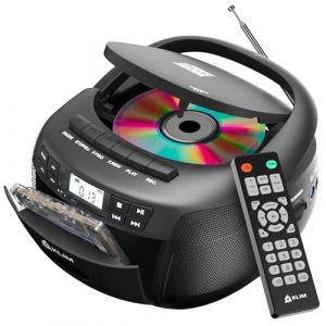 KLIM Lecteur CD & Lecteur Cassette Audio, AM/FM Poste Radio CD, Lecteur CD Bluetooth, Son stéréo, Télécommande, Enregistrement de Cassettes, USB, AUX, Radio Cassette CD (KLIM Technologies France, neuf)