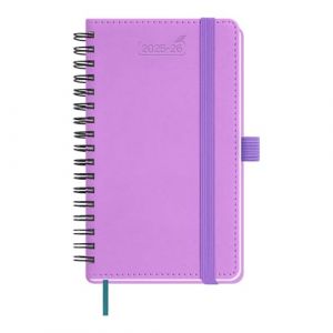 BEZEND Petit Agenda 2026 de Poche Spirale 15.5 x 9cm Agenda Scolaire Professionnel 2026 Semainier A6, 18 Mois Du Juillet. 25 &agrave; D&eacute;c. 26, Couverture Souple en Cuir PU - Lavande (Bezend, neuf)