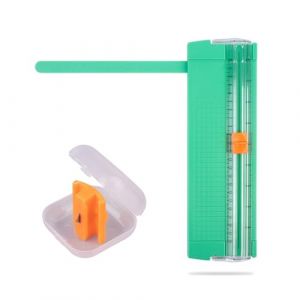 SGERUFZ Massicot, Mini Coupeur de Papier avec Système de Sécurité, Guillotine Portable, Découpe Scrapbooking, Pour les Coupons, l'Artisanat, les Étiquettes(27 x 8,5 cm) (Vert) (BeanyBeng, neuf)